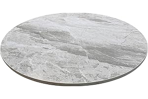 SVIOBY Grey Round Sintered Stone Table Top, Ceramics Dining Tabletop, Replacement Cover Marble for Indoor/Outdoor Coffee Table Patio Table, Heat-Resistant and Scratch-Resistant Design, 15.7" x 0.43"