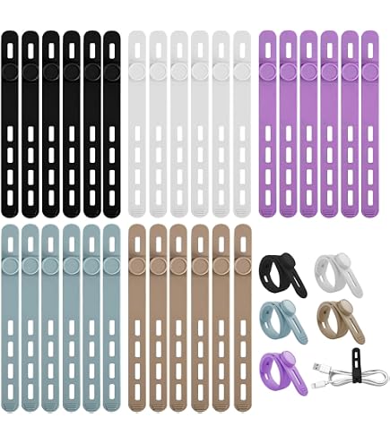 Oligei 25 Pack Silicone Cable Ties - Reusable, Stretchy Cord Organizers For Chargers, Headphones (Khaki) - View #7