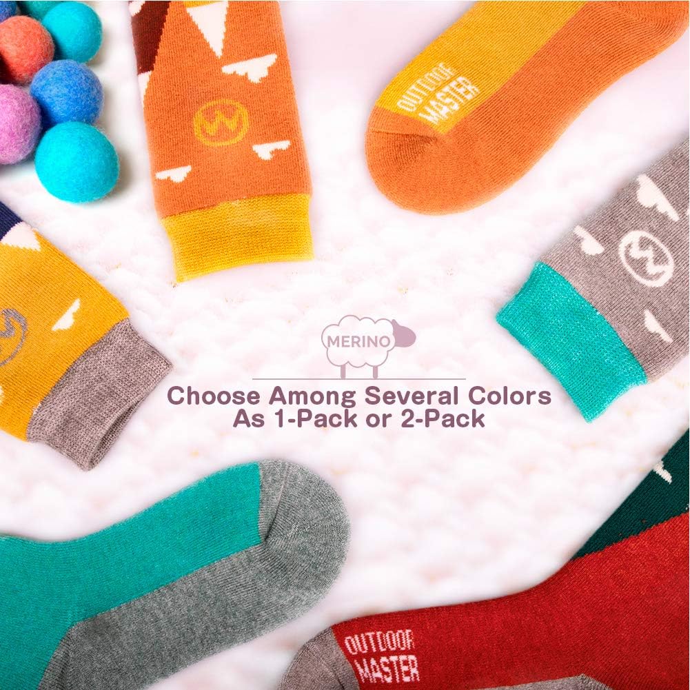 OutdoorMaster Kids Ski Socks - Merino Wool Blend, OTC Design w/Non-Slip Cuff : Sports & Outdoors