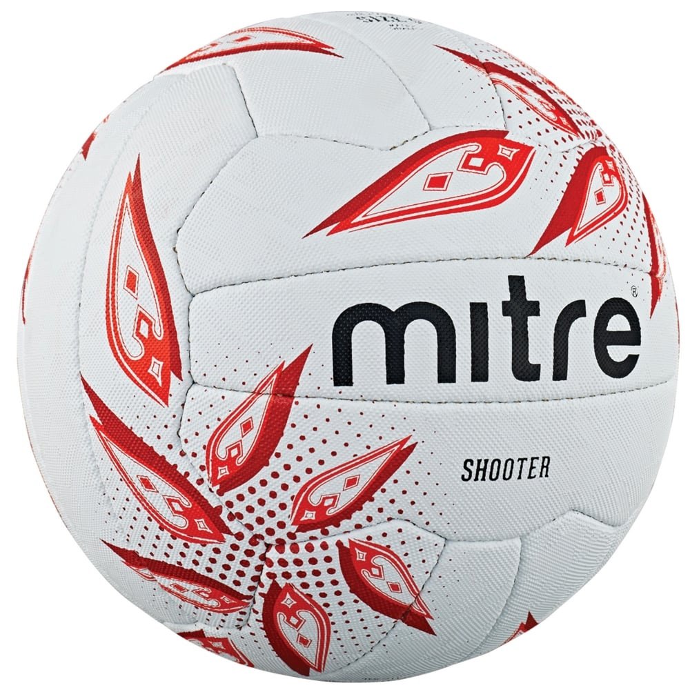 Mitre Shooter Match Netball - White/Red/Grey, Size 4