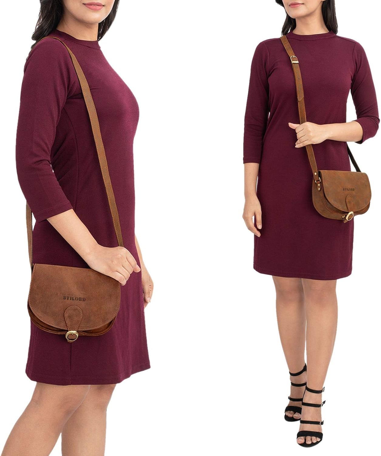 STILORD "Helena" Small Handbag Leather Ladies Brown Elegant Shoulder Bag Women Small Crossbody Bag Classic Vintage Tote Bag in Genuine Leahter Colour:aneto - Image 3