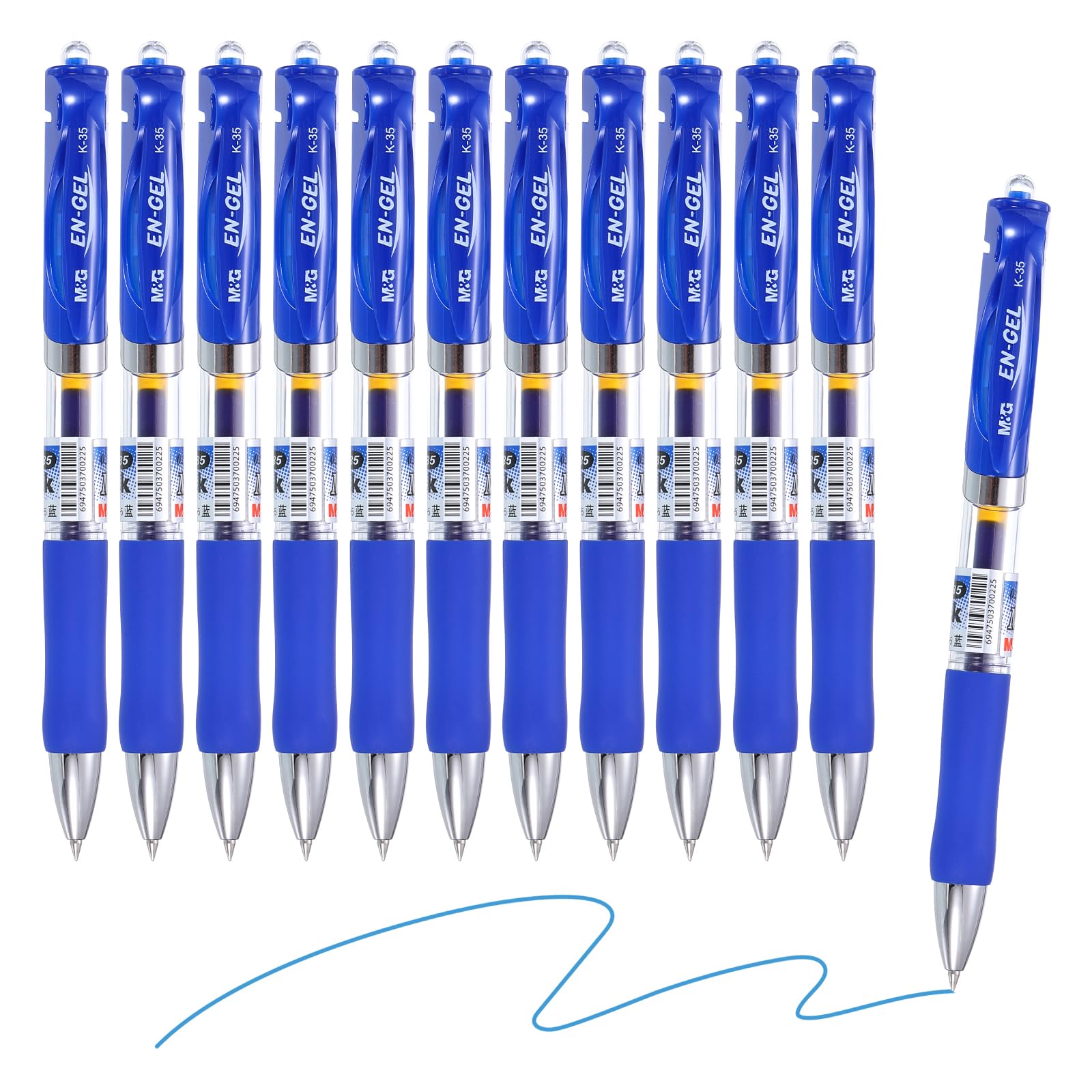 M&G Gel Pen Medium Point 0.5mm, 12 Pack Quick Dry Smooth Retractable Blue Gel Ink Rollerball Pen for Home Office Writing Note Taking Journaling Business, Style 1