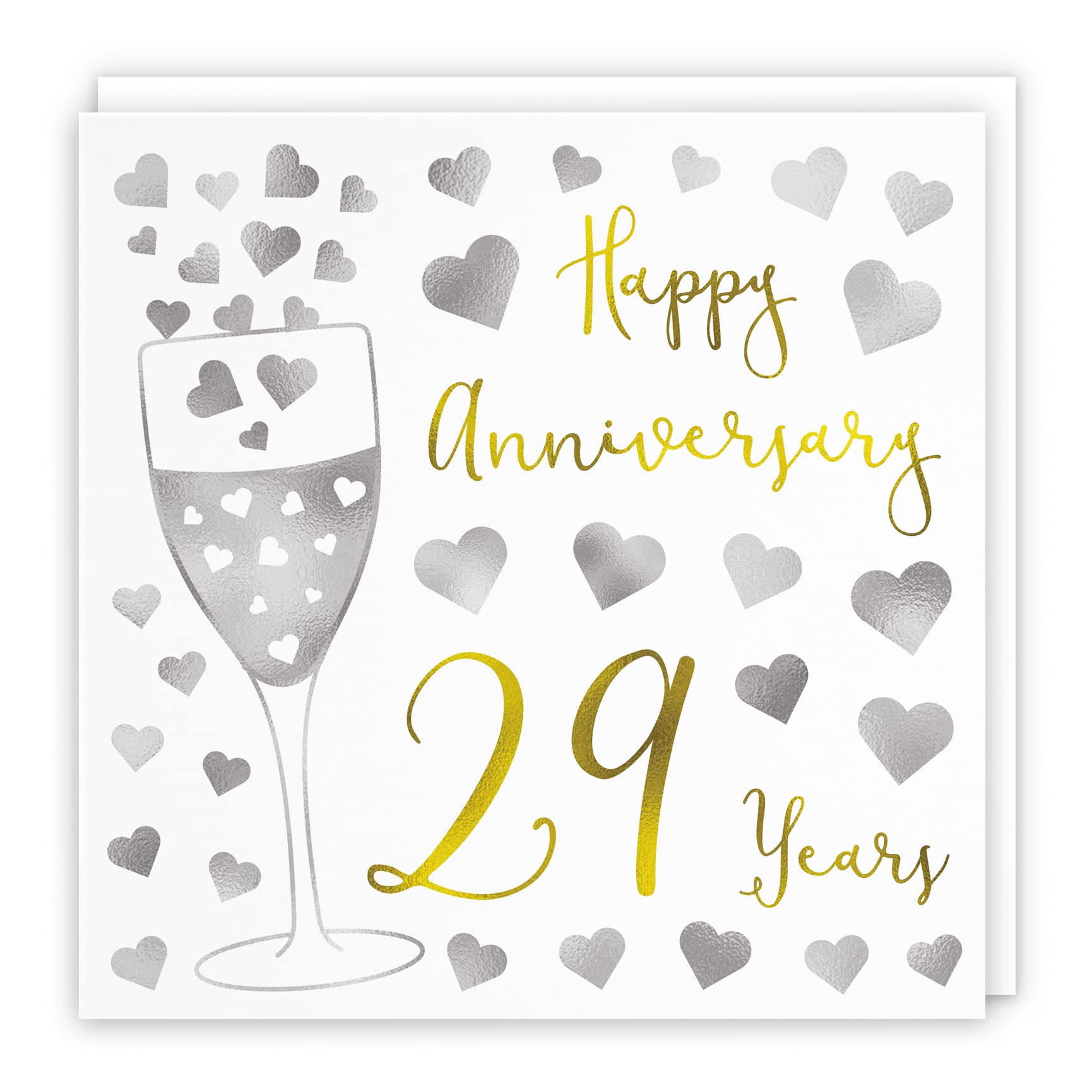 Hunts England - 29th Wedding Anniversary Card - Happy Anniversary - 29 Years - Silver Hearts Collection - For Couples, Friends, Him, Her