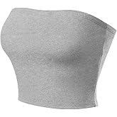 MixMatchy Women's Double Layered Basic Casual Strapless Backless Bandeau Bra Tube Tops
