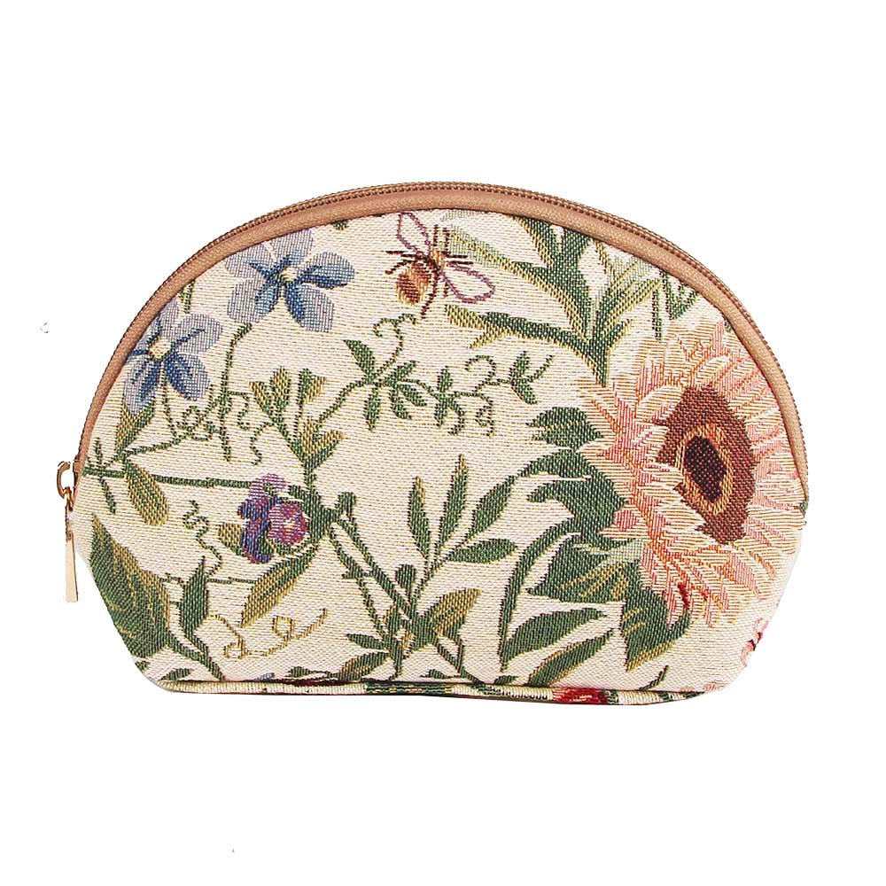 Signare Tapestry Cosmetic Bag Makeup Bag for Women with Garden Flower Design (Morning Garden)