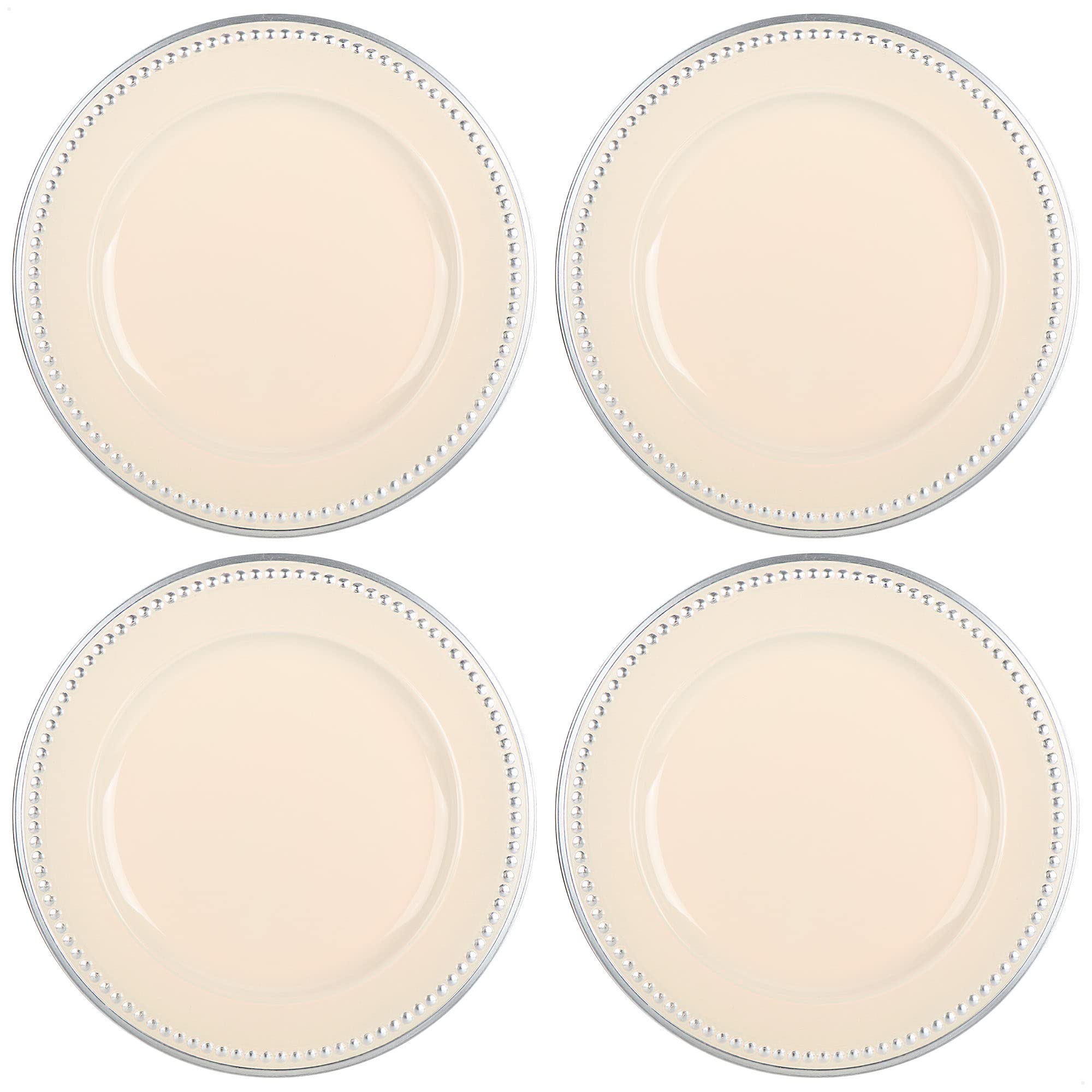 com-four® 4X underplates Vintage Cream White with Motif Border - Reusable Saucers - Table Decoration for Weddings and Other Occasions - Ø 33 cm