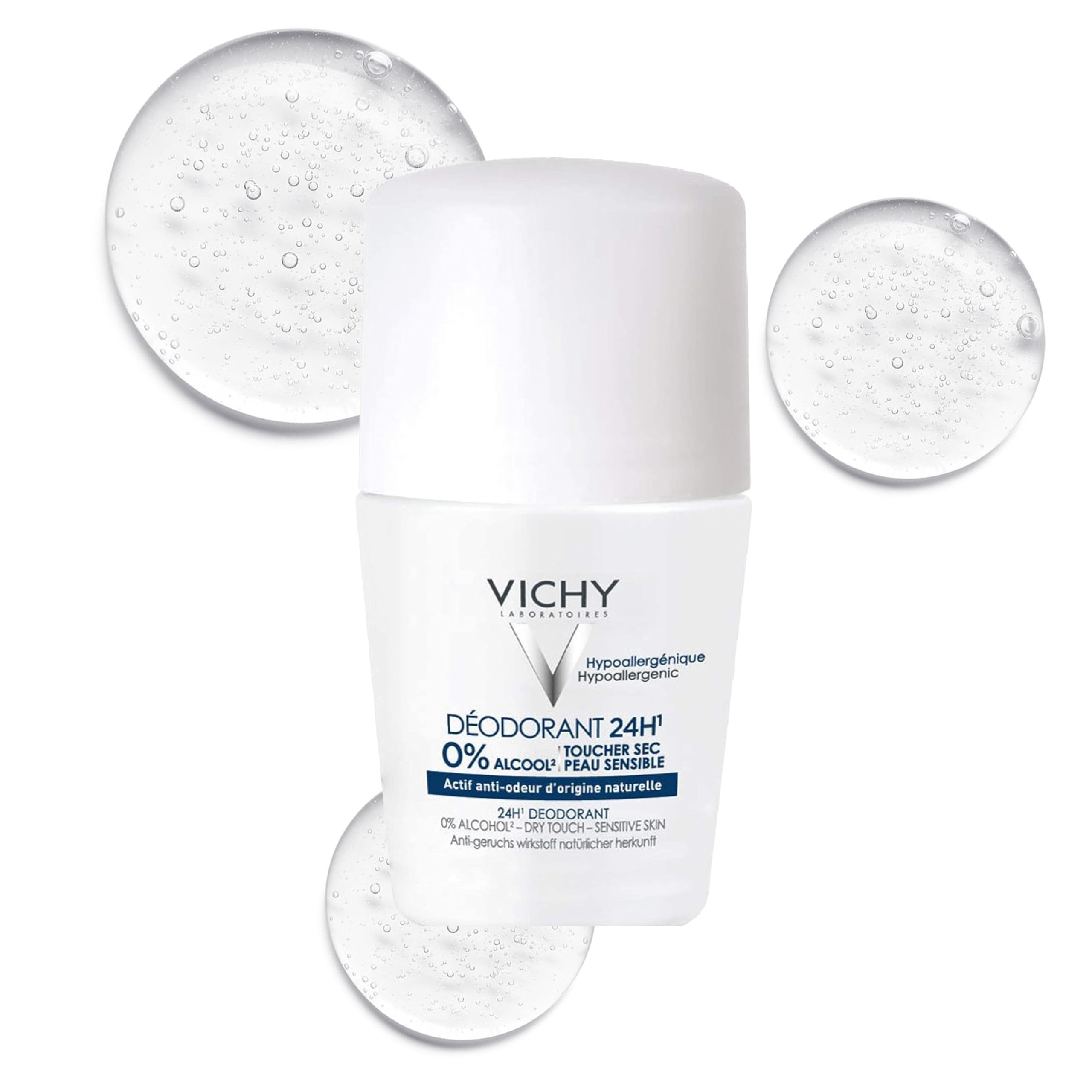 Photo 1 of Vichy 24-Hour Dry-Touch Roll-On Deodorant, Aluminum-Free with Invisible Residue-Free Clear Finish Cream Deodorant, Antiperspirant for Sensitive Skin, 24 Hour Protection