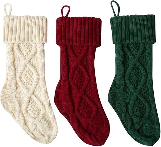 Amazon Com Stock Show 15 Christmas Knitted Stockings Mid Size