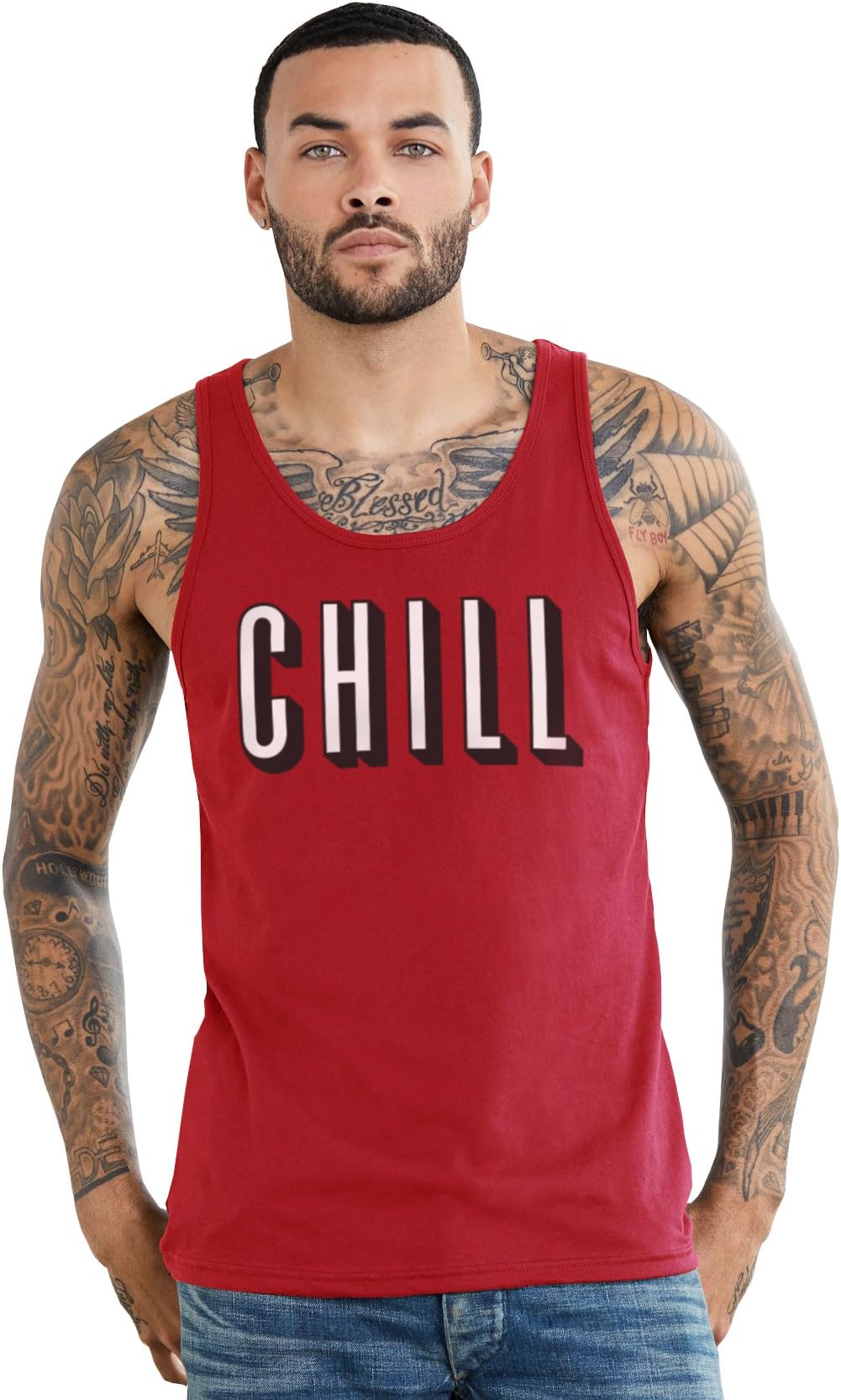 Mens Unisex Chill Funny Summer Beach Jersey Tank Top