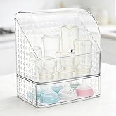 Biubee Flip-top Baby Bottle Organizer for 6 to 8 Bottles, Easy to Access | Space-Saving Clear Stackable Storage Drawers, Baby Bottle Station for Kitchen Countertop, Cabinet, Nursery