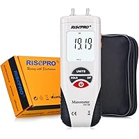 Manometer, RISEPRO® Digital Air Pressure Meter and Differential Pressure Gauge HVAC Gas Pressure Tester