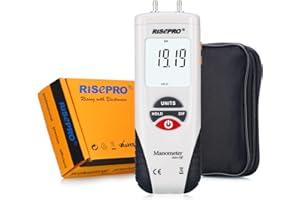 Manometer, RISEPRO® Digital Air Pressure Meter and Differential Pressure Gauge HVAC Gas Pressure Tester