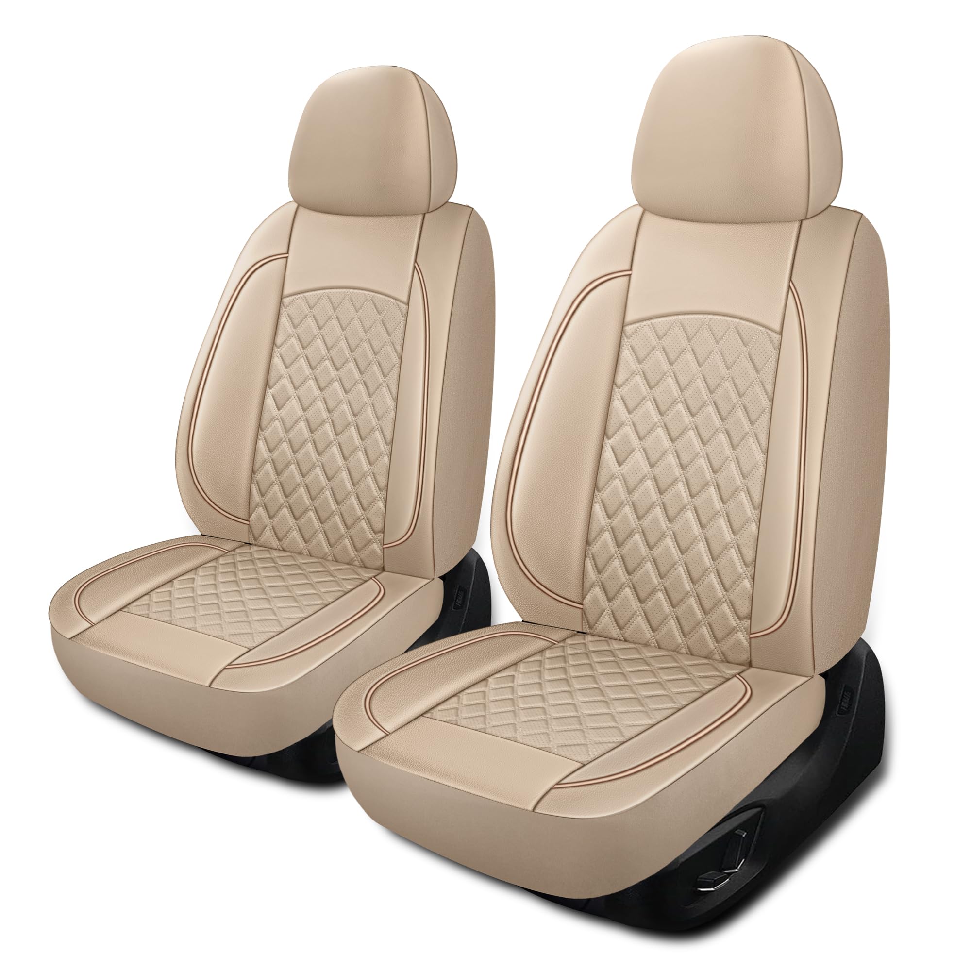 Photo 1 of HChengkikz Leather Seat Covers,Breathable and Waterproof Napa Leather Car Seat Cover,Universal Interior for Cars,Sedans,SUVs,Vans,Trucks(Front Seat,Beige,N3)