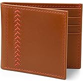 Thin Sporty Designer Bifold Wallets for Men – Handcrafted Full-Grain Leather Wallet with Baseball Art – Slim RFID Wallet for Men with Card Slots for Daily Carry, Birthday & Christmas Gifts, and More