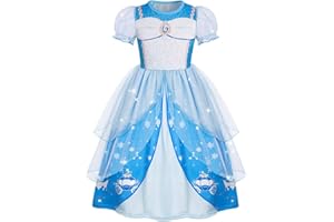 HenzWorld Princess Dress Up for Girls Toddler Princess Costumes Halloween Costume Kids Fancy Birthday Party Outfits 2-8Years