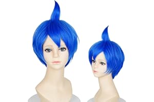 Probeauty Short Blue Wig Layered Anime Costume Wig for Halloween Cosplay Party