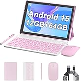 10 Inch Tablet Android 15(NOT GO) Tablets 2 in 1 tablet With keyboard 12GB RAM+64GB ROM(Supports 1TB expansion) Tableta 2MP+8