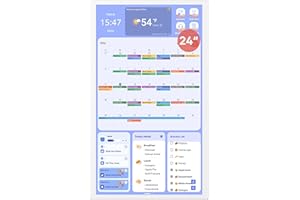 Cozyla Mate Digital Calendar+ 2: 24 Inch Wall Touch Screen Chore Chart Customize Dashboard Smart Electronic Calendar for Family Schedules Meal Planner Supports All Google Play Apps Wall Mount White