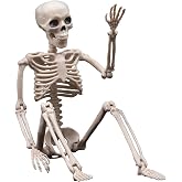 Daricano Halloween Decorations Outdoor Skeletons - 16" Posable Plastic Skeleton - Spooky Scary Small Skeleton for Halloween Decor, Haunted House, Party, Yard, and Graveyard Props