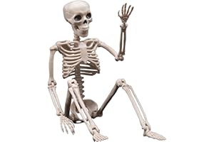 DARICANO Halloween Decorations Outdoor Skeletons - 16" Posable Plastic Skeleton - Spooky Scary Small Skeleton for Halloween Decor, Haunted House, Party, Yard, and Graveyard Props