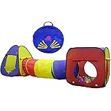 GiggleFun 3-in-1 Pop Up Play Tents w Crawl Tunnel. Durable Cubby Teepee Indoor Outdoor Playhouse Tent Toys for Kids, Boys, Girls, Babies, Toddlers. Compact w/ Easy Storage Zipper Bag - By Kiddey