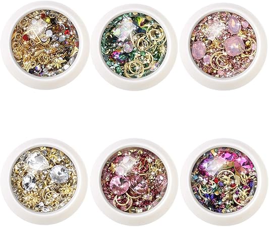 Amazon 3d 6色セット ネイルラインストーン メタルリベット ネイルアートパーツ レジンデコ クリスタルストーン ジュエリー 混合色 大容量 収納ケース付き ネイルアクセサリー Yingquan ラインストーン 通販