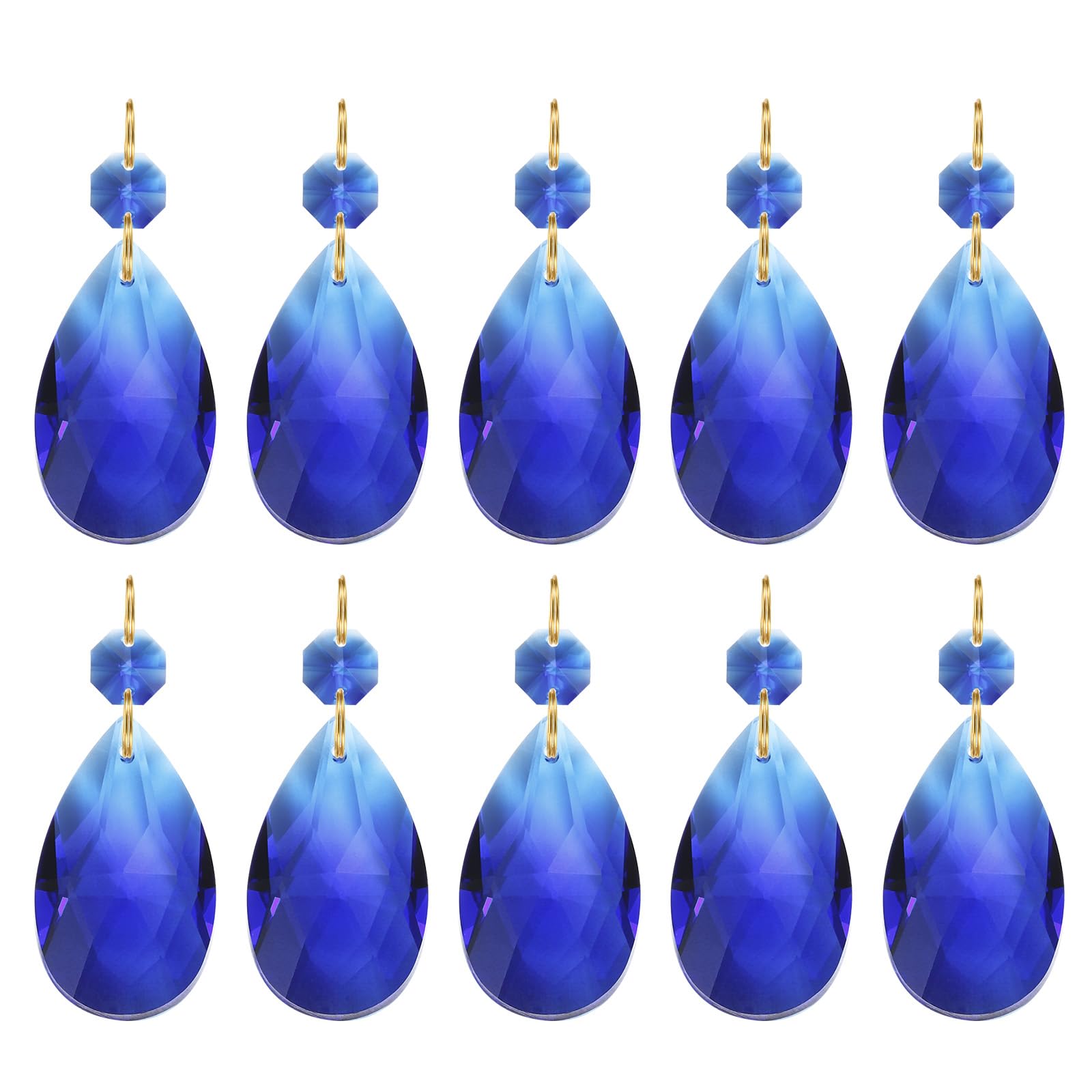 PATIKIL Teardrop Crystal Chandelier Pendants Beads, 10 Pack 60mm Length 38mm Chandelier Prisms Parts Ornaments Hanging Beads for DIY Arts Crafts Decoration, Dark Blue
