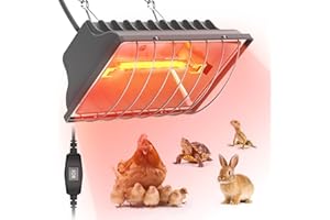 Chtoocy Chicken Coop Heat Lamp, 300W Brooder Heater for Chicks 9.84ft Cord UL Passed Carbon Fiber Bulbs Heater with Adjustable Hanging Height for Livestock Supplies Indoor Warmer