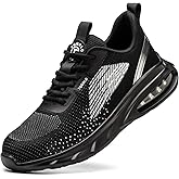 AONEGOLD Mens Womens Safety Shoes Steel Toe Working Lightweight Breathable Industrial Construction Sneaker Black 36