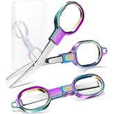 Zicolu Folding Travel Scissors Safety, Small TSA-Compliant and Portable with Case, Pocket Foldable Stainless Steel Retractable Cutters, Mini Craft Scissors for Home, Outdoor and Office Use
