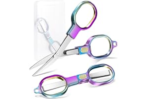 Zicolu Folding Travel Scissors Safety, Small TSA-Compliant and Portable with Case, Pocket Foldable Stainless Steel Retractable Cutters, Mini Craft Scissors for Home, Outdoor and Office Use