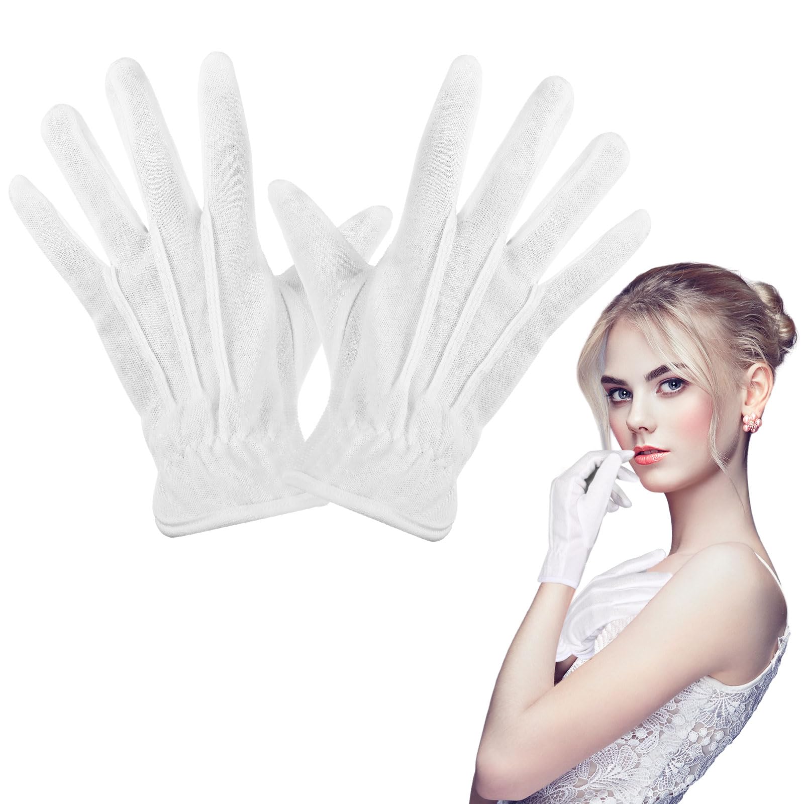 Boyiee Carnival Anti-slip Gloves Clown Theatre Mardi Gras Costumes Stretchy Gloves with Three Barred for Men Women(White)