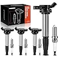 A-Premium Set of 4 Ignition Coil Pack and Iridium Spark Plugs Compatible with Toyota Corolla 2009-2018 Matrix Prius C-HR & Lexus CT200h 2011-2017 & Scion iM xD