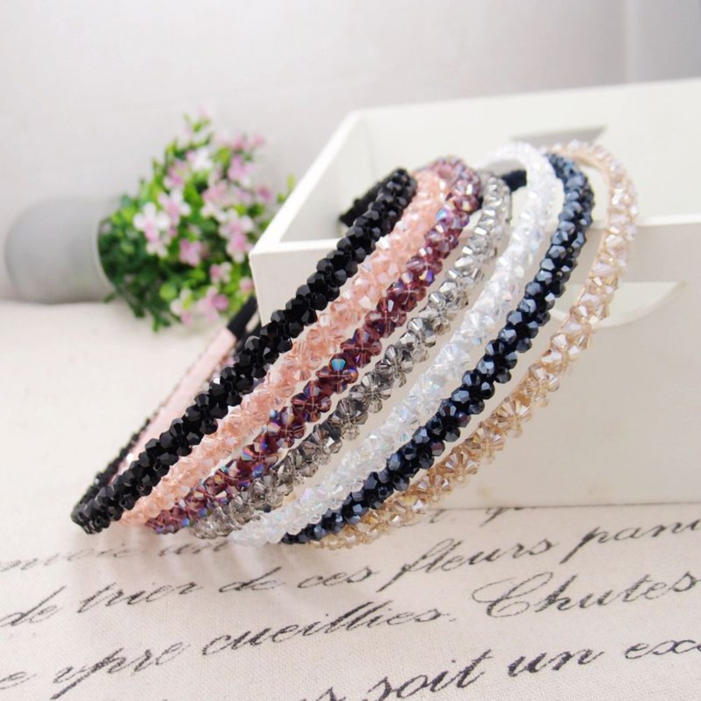 Casualfashion 6Pcs Bling Bling Double Rows Crystal Rhinestone Headband for Women Girls Thin Hair Hoop Fashion: Beauty