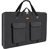 TreochtFUN Art Portfolio Case 24 x 36, Artist portfolio bag 2K water resistant Canvas Carrying Case with Tote, Portfolio Folder for Artwork Storage for Poster Board Drawing supplies.Soft (Black)