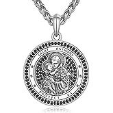 F4DEDAN St Anthony Medal 925 Sterling Silver St Saint Anthony Necklace for Men Women Religious Gifts