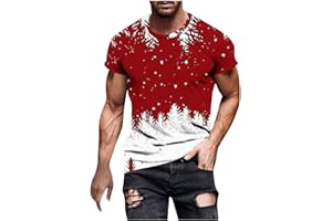 Ugly Christmas Shirts for Men Xmas Trees Snowflake Graphic T-Shirts Fashion Festive Printed Pullover Outdoor Wear