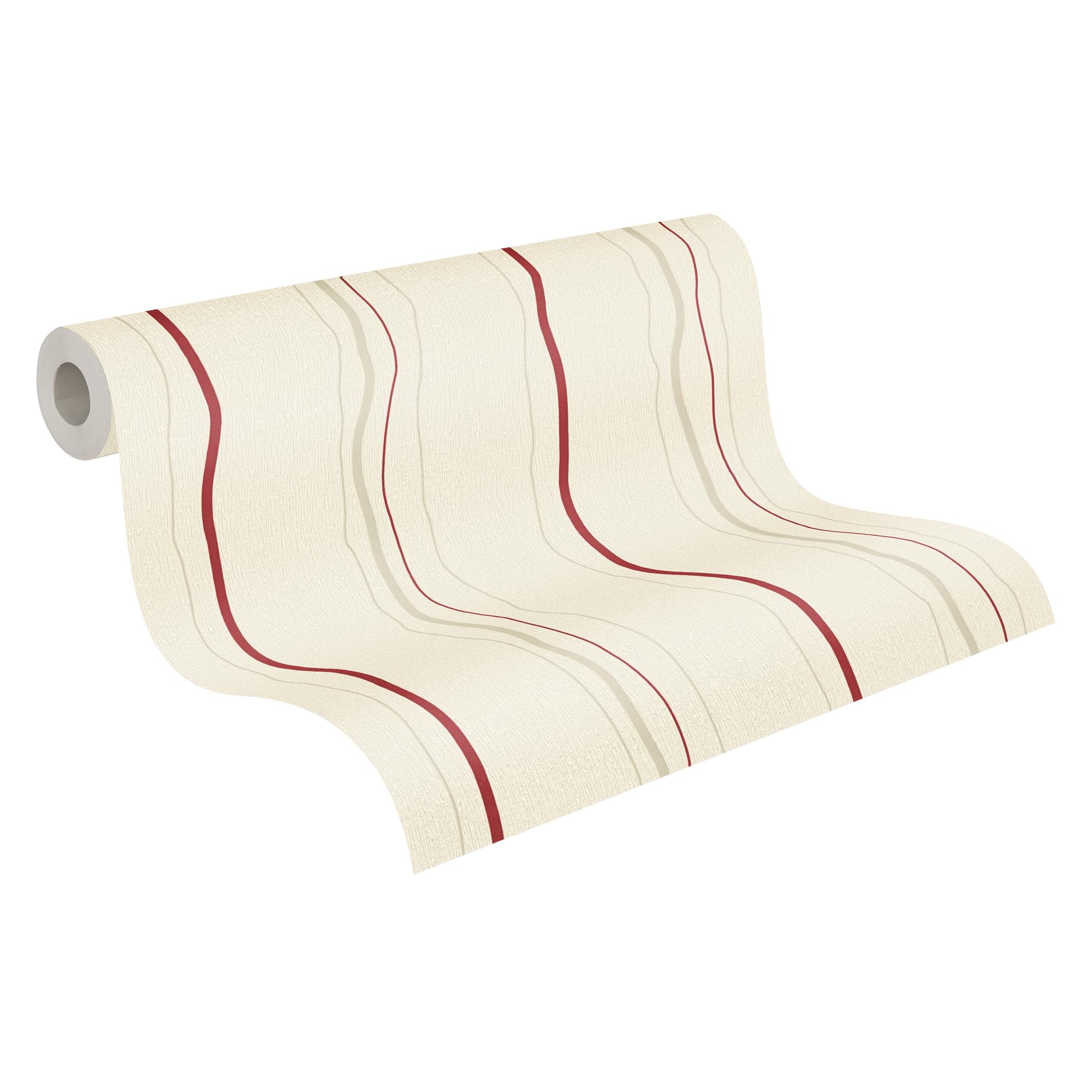 A.S. Création Avenzio 958731 95873-1 Non-Woven Striped Wallpaper 10.05 m x 0.53 m Cream Red Beige