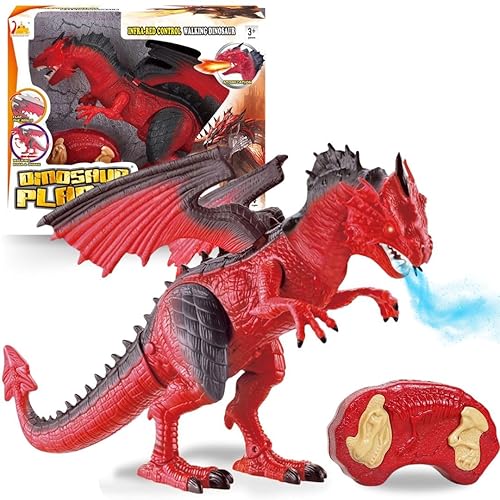 Liberty Imports Remote Control RC Dragon Toy LED Light Up Walking Dragon Roaring and Spraying Smoke Shaking Head Light Up Eyes and Sounds in Kenya Whizz Electronic Pets