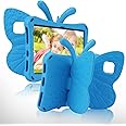 FunnyWin iPad Mini 6 5 Tablet Case, iPad Mini 6 8.3 Butterfly Case with Kickstand, Light EVA Full Body Drop Protective, Rugged Shockproof Kid-Proof for Girl Kids (Blue)