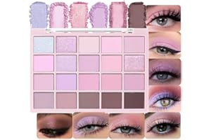 20Colors Light Purple Pink Nude Basics Matte Eyeshadow Palette,Eye Shadow Travel Makeup Palette all in one Long Lasting Water