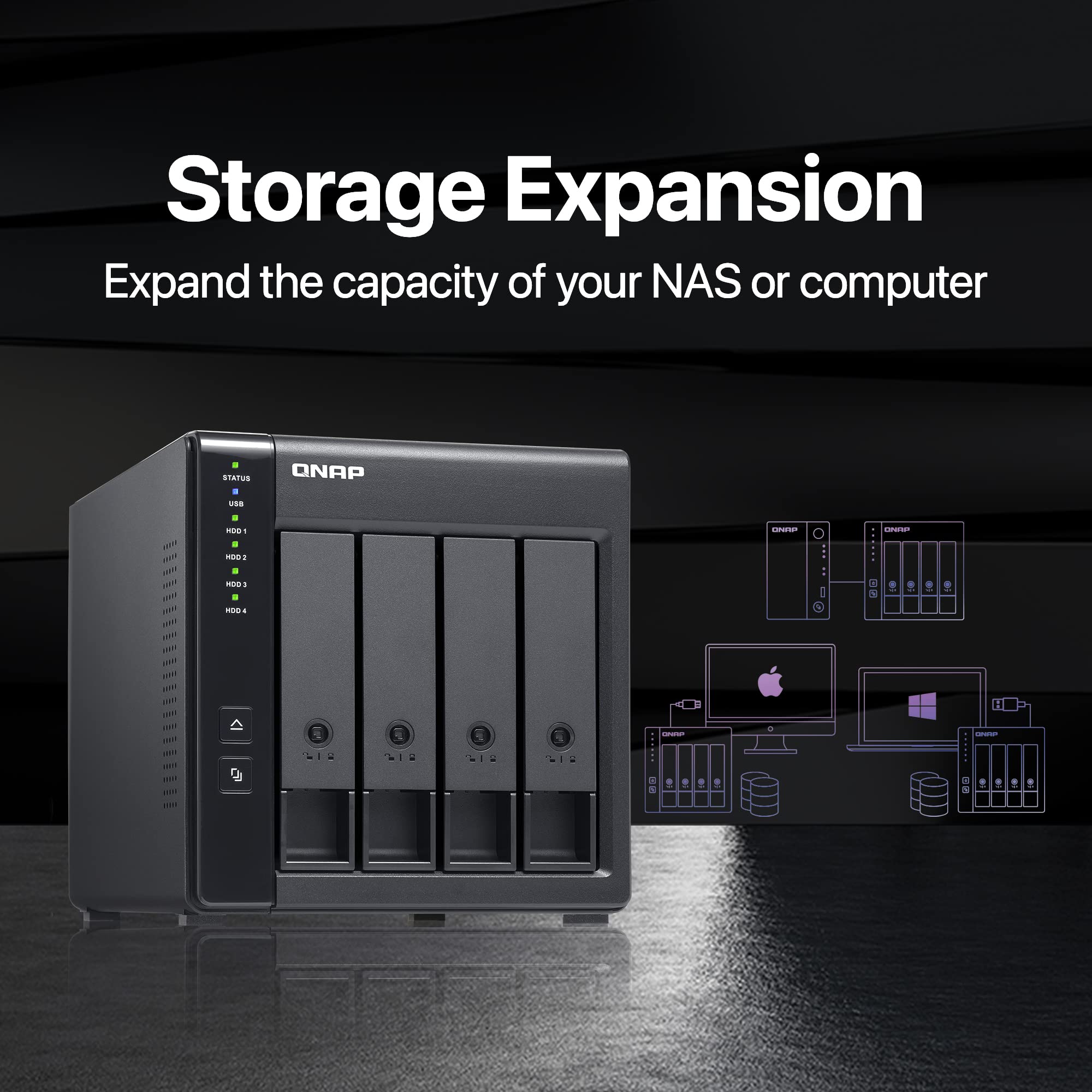 QNAP 4 Bay DAS (USB Type-C) with 12TB Storage Capacity, Preconfigured RAID 5 Seagate IronWolf HDD Bundle (TR-004-44ST-US)