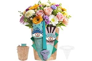 Abstract Face Planter Pot, Picasso Head Planter with Drainage Hole, Funny Unique Face Flower Pot, Decorative Colorful Succule