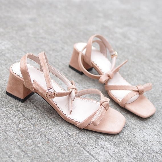 Dhg Rom Modewortschnalle Dick Mit Bogenfee Hohen Absatzen Nackt 35