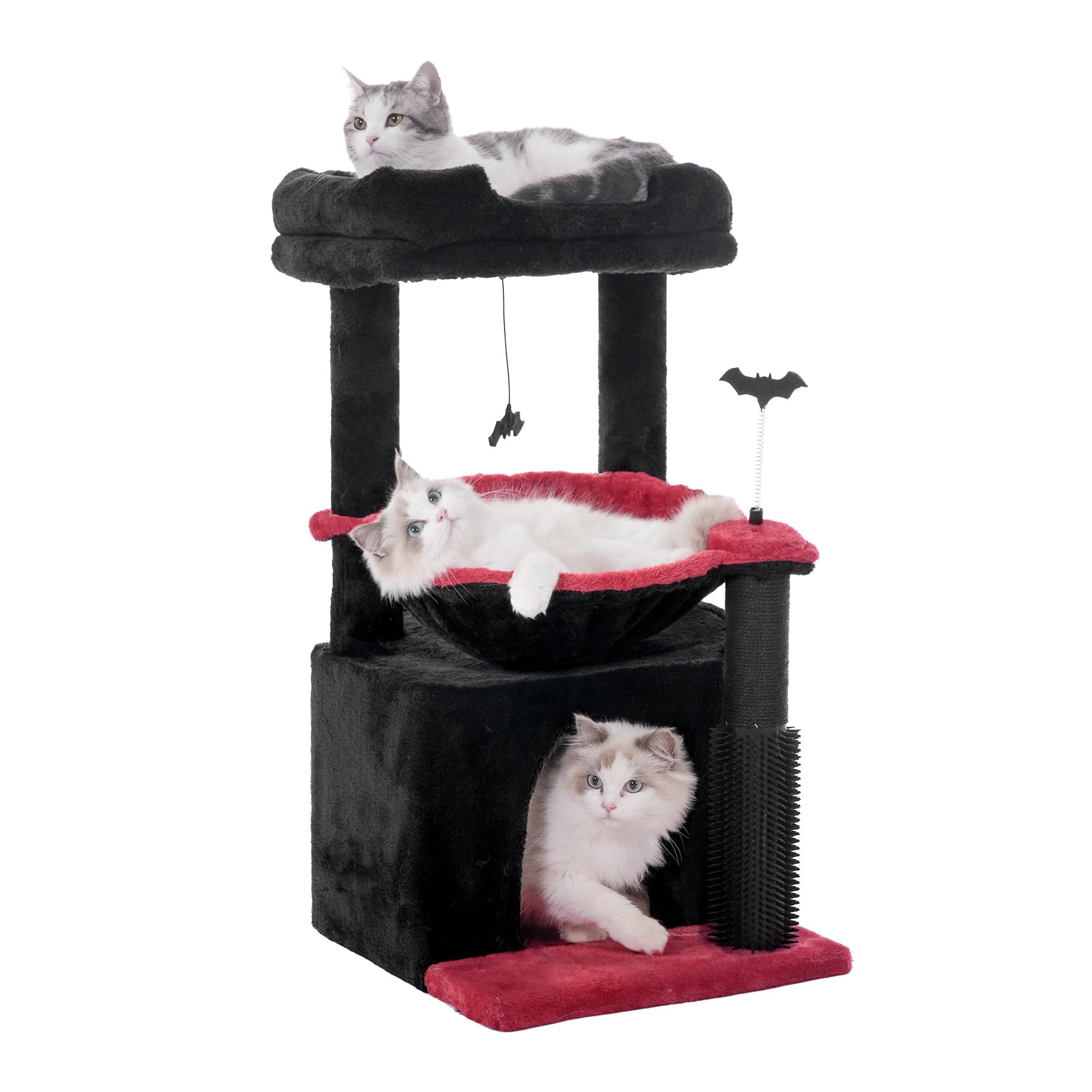 Photo 1 of **MISSING SOME PIECES**Pawfessor Gothic Cat Tree 32 Inches Small Cat Tree for Large Cats Adult Cat Tower with Scratching Post,15.7”Large Hammock and Self Groomer, and Removable Top Perch and Wide Condo for Indoor Cat-Gothic