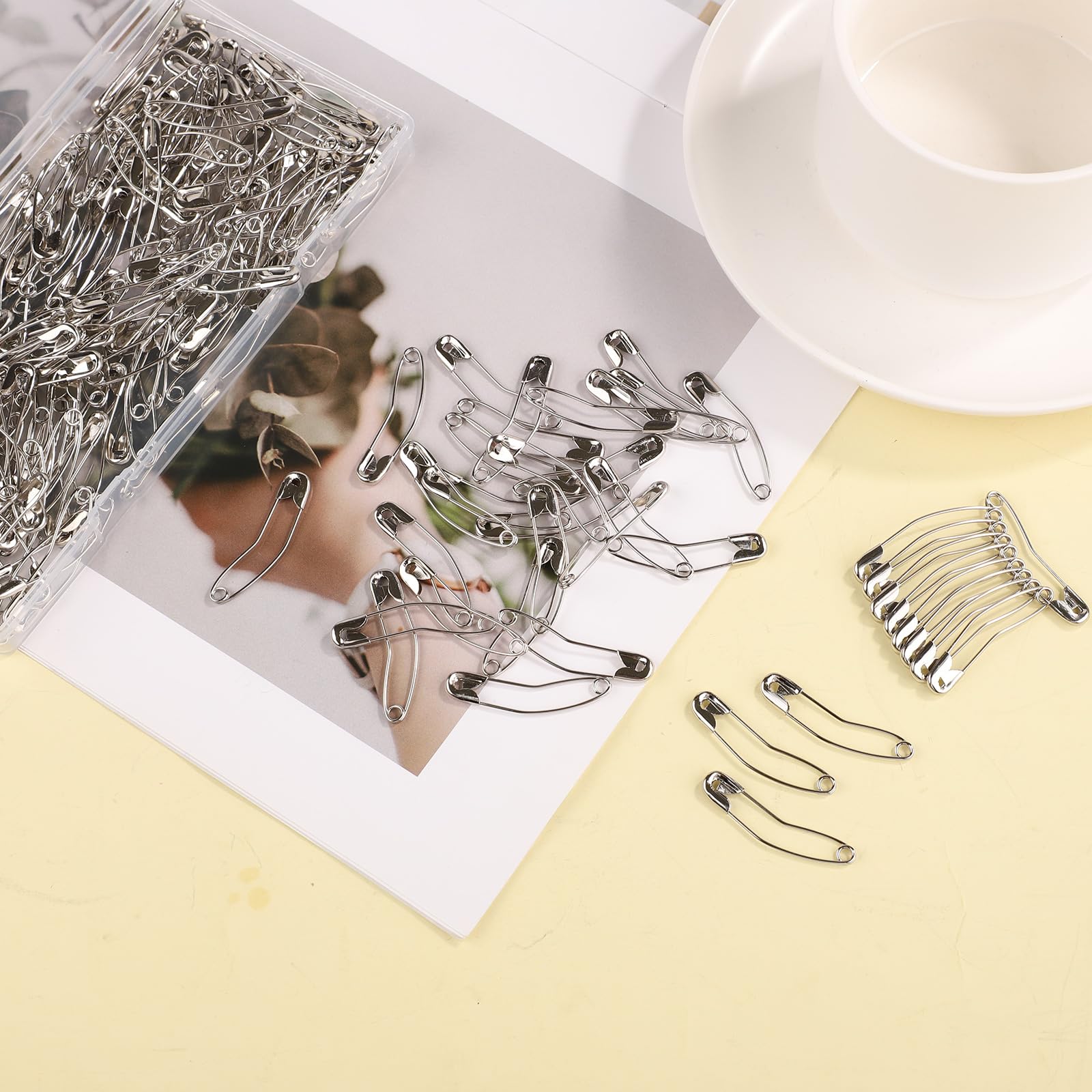 200pcs Curved Safety Pins, 1.5 Inch Quilting Basting Pins Curved Quilting Pins Bent Sewing Safety Pins for Quilting Knitting Sewing Crafting