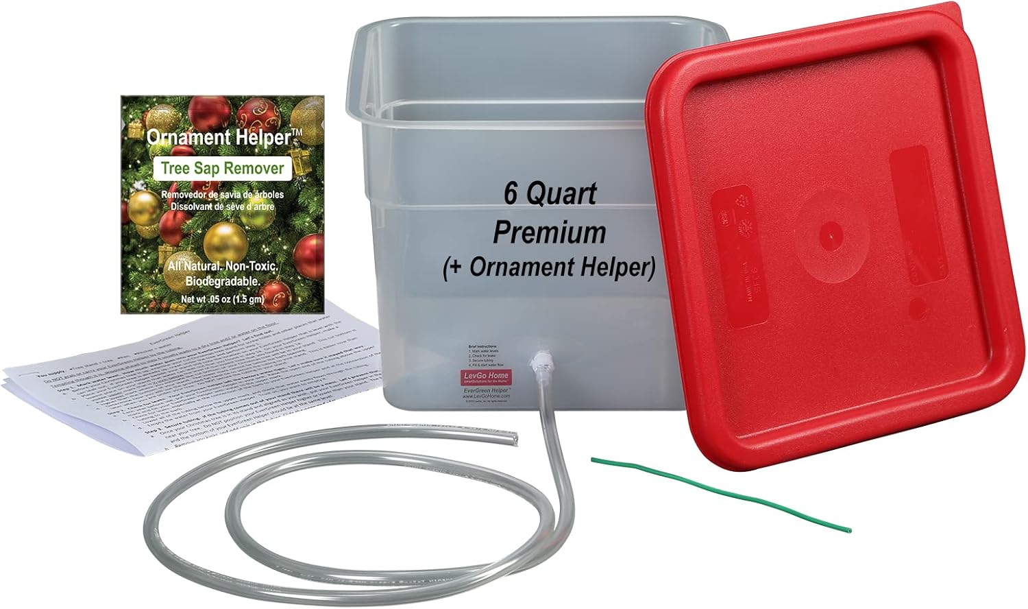 Tree Stands - LEVGO HOME Automatic Christmas Tree Watering System (+ Tree Sap Remover) | A Happy, Healthy, Hydrated Christmas Tree Never Has a Dry Stand | Evergreen Helper | Made in USA