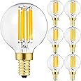 Leools e12 led Bulb dimmable g16.5 Light Bulb 6W Equal 60 Watt 600lm AC120V e12 Candelabra 60 Watt for Chandeliers,Ceiling Fa