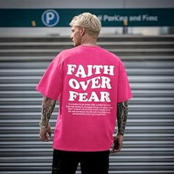 Kelxjia Christian Shirts for Men Faith Over Fear
