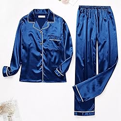 Womens Satin Pajamas Set Long Sleeve Sleepwear
